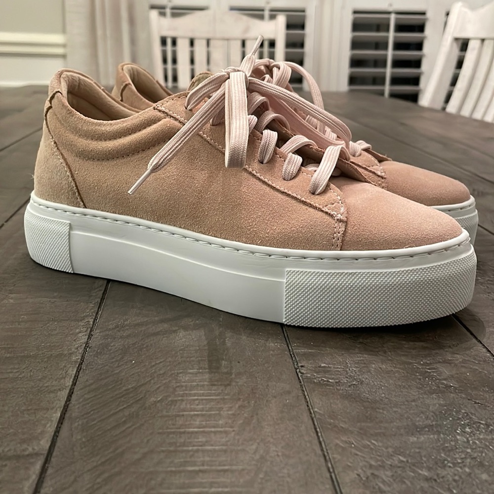 Womens Clarks suede platform sneakers